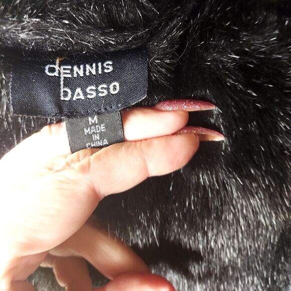 Dennis Basso Denim Jacket With Black Faux Fur Removable Vest Lining Blue Size M - Picture 6 of 8
